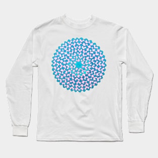 Handmade Blue and pink doodle mandala art Long Sleeve T-Shirt